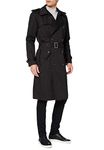 The Platinum Tailor Mens Black Traditional Double Breasted Long Trench Coat Cotton Military Rain Mac 40