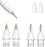 Compatible with Upgraded [Pen Like ] Pencil Tips fits for Apple 2nd 1st Gen iPad Pro Pencil, Replacement iPencil Nibs for iPad Pro Pencil,No Wear Out Fine Point Precise Control Resistance White&Clear