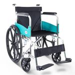 TryFit Chrome-Plated Foldable Manual Wheelchair – Lightweight, Durable Steel Frame – Comfortable Padded Seat & Backrest – Ergonomic Design for Seniors, Disabled & Medical Use – Silver