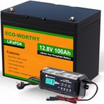 ECO-WORTHY 12.8V 100AH Lithium LiFePO4 Battery and 12V 10A Automatic Smart Battery Charger and Maintainer£¬Built-in BMS£¬4000+ Deep Cycle£¬for RV,Campervan,Trolling Motor,Solar Panel System