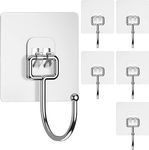 Rylan Large Adhesive Hooks 10KG(Max), Waterproof and Rustproof Wall Hooks for Hanging Heavy Duty, Stainless Steel Towel and Coats Hooks to use Inside Kitchen, Bathroom, Home and Office, (Pack of 15)