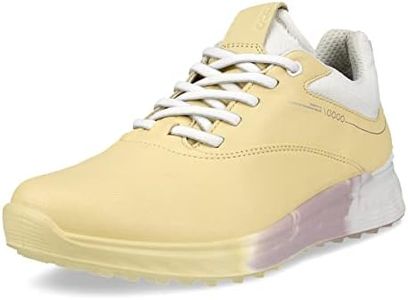 ECCO Women's S-Three Gore-tex Waterproof Golf Shoe, Straw/White/Bright White, 8-8.5