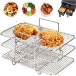 Multi-Layer Air Fryer Rack Compatible with Ninja DZ201 DZ401, Lancisism 304 Stainless Steel Dehydrator Rack Stackable Toast Rack Compatible with Ninja Dual Air Fryer Foodi Dual Basket