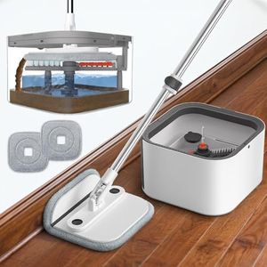 Mop and Bucket Set, Easy-to-use Spin Mop with Separate Dirty Water System, Deep-Cleaning Mops for Floors, Versatile Mops for Walls