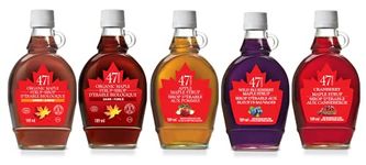 47 North Organic Single Source Pure Maple Syrup & Fruit Blends | Sample Gift Pack 5 x 189ml Bottles | 1 x Amber / 1 x Dark / 1 x Apple / 1 x Blueberry / 1 x Cranberry | Great for Holidays, Christmas