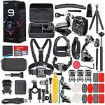 GoPro HERO9 Black - Waterproof Action Camera with Front LCD, Touch Rear Screens, 5K Video, 20MP Photos, 1080p Live Streaming, Stabilization + 16GB Card and 50 Piece Accessory Kit - Action Kit