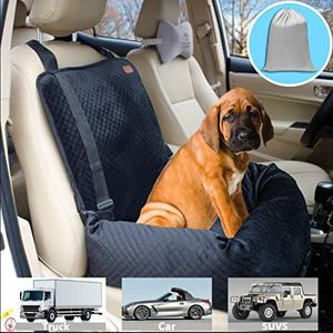 Dog Car Seats for Small Medium Large Dogs/Cats,Puppy Travel Lookout Booster Seat with Non-Slip Bottom & Washable Cover (Solid Black)