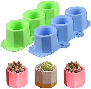 2 Pieces Flower Pot Silicone Molds Succulent Plants Planter Pot Mould Concrete Cement Plaster Moulds, Ice Shot Glass Molds DIY Craft Tea Light Candle Holder Mold (Random Color)