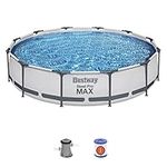 Bestway Steel Pro Pool Swimming Pool, Round Above Ground Garden Frame Pool, Multiple Sizes, 12' x 30"/3.66m x 76cm