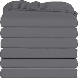 Utopia Bedding Fitted Sheets - Pack of 6 Bottom Sheets - Soft Brushed Microfiber - Deep Pockets, Wrinkle, Shrinkage & Fade Resistant - Easy Care (Queen, Grey)