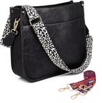 INOVERA Faux Leather Women's Hobo HandBag Ladies Crossbody Shoulder Bags Purse (Black)