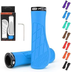 Bike Handlebar Grips, Ergonomic Bike Grips, Aluminum Lock-on Mountain Bicycle Grips, Shock Absorbing Dual-Density Silicone, 3D Non-Slip Pattern, Bicycle Comfort Handle Bar for BMX/Scooter (Blue)