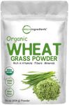 Sustainably US Grown, Organic Wheat Grass Powder, 8 Ounce (75 Serving), Rich in Immune Vitamins, Fibers, Fatty Acids and Minerals, Support Immune System and Digestion Function, Vegan Friendly