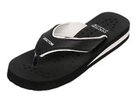 DOCTOR EXTRA SOFT Care Diabetic Orthopedic Pregnancy Flat Super Comfort Dr Flipflops and House Slippers For Women's and Girl's D-18-Black White-6 UK