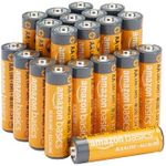 Amazon Basics AA High-Performance Alkaline Batteries, 20 Count (Pack of 1), 10-Year Shelf Life, Easy to Open Value Pack