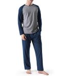 DAVID ARCHY Men's Pyjamas Sets, Cotton Mens Pjs Nightwear Loungewear Set, Comfortable Round Neck Sleepwear Set