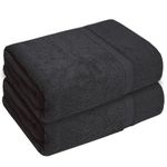 Diamond Tex Pack of 2 Premium Jumbo Bath Sheets (600GSM) 100% Egyptian Cotton (90 x 150 cm) Super Soft (Black)