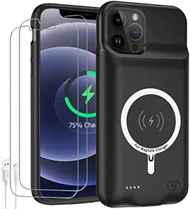 Battery Case for iPhone 12/12 Pro,Upgraded 10000mAh Rechargeable Portable Protective Extended Charger Case Wireless Charging Compatible with iPhone 12/12 Pro (6.1 inch) Charger Case & Carplay (Black)