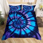 Tie Dye Comforter Cover Set Hippie Spiral Bedding Set Ethnic Boho Duvet Cover Swirl Tie Dyed Pattern Bed Comforter Cover,Bohemian Hippie Bedding Decor Queen Fashion Quilt Cover with 2 Pillowcases