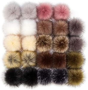 24 Pieces Faux Fur Pom Pom Balls Fur Fluffy Pompom Ball with Elastic Loop for Hats Shoes Scarves Gloves Scarves Bag Keychain Charms Accessories(12 Colors, 12 Pairs)