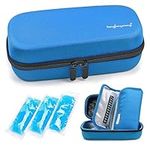 YOUSHARES Insulin Cooler Travel Case - Handy Medication Insulated Diabetic Carrying Cooling Bag for Insulin Pen, Glucose Meter and Diabetic Supplies with 3 Cooler Ice Pack (Blue)