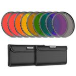 Neewer 9PCS Full Color Lens Filter Set, 67mm Resin Lens Filters with Red, Orange, Blue, Yellow, Green, Brown, Purple, Pink, Gray Color Available with 2 Pouches, Camera Lens Accessories