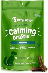 Zesty Paws Calming Dental Sticks Dogs - Stress & Anxiety Relief with Hemp, Melatonin & Chamomile - Dog Tartar Teeth Cleaning & Breath Freshener - Composure Fireworks, Thunderstorms & Barking - 12 Oz