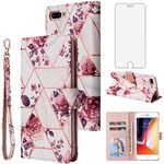 Asuwish Compatible with iPhone 7plus 8plus 7/8 Plus Wallet Case Tempered Glass Screen Protector Card Holder Cell Accessories Phone Cover for i Phone7s 7s + 7+ 8s 8+ Phones8 7p 8p Women Men Rose Gold