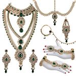 Lucky Jewellery Designer Gold Plated Dulhan Bridal Jewelry Set 8 Pcs. for Girls & Women (WZK-G)