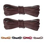 CCSOFTIME 2 Pairs Round Waxed Brown Shoe Laces,90cm Short Dress Heavy Duty Boot Laces for Leather Oxford Brogues Derby Desert Formal Boots,2.5mm Thin Shoelaces for Women Men Kids,Brown 90cm