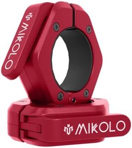 Mikolo Barbell Clamps,2-Inch Olympic Barbell Clips with Anti-Slip TPR Lining and Quick Release for Home and Gym Use(Magnetic Red