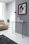 Crystal Modern Bent Curved Clear Glass Console Table (Small) - (80 x 35 x 75)