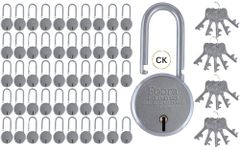 Foora Small Lock and Keys, Long Neck Shackle Door Lock for Home, Shop Same Key for Multiple Lock, 50 Padlock 20 Same Key Lock Set, Common Key Lock Set of 20 Silver Finish