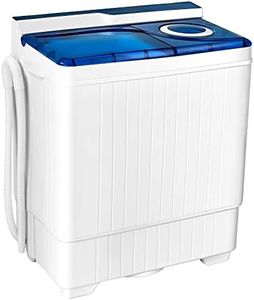 Giantex Washing Machine Semi-automatic, Twin Tub Washer with Spin Dryer, 26lbs Capacity, Built-in Drain Pump, Portable Laundry Washer, Compact Washing Machine for Apartment, Dorm and RV (White+Blue)