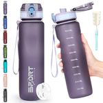 HASAGEI Water Bottle 1L Sports Water Bottle Leak-proof Drinking Bottle Dishwasher Safe BPA Free Sports Bottle with Capacity Scale for Bicycle, Outdoor, School, Gym