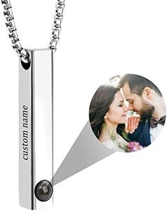 Collana personalizzata con proiezione fotografica con immagine interna per uomini e donne, personalizzabile nome incisione verticale ciondolo collana gioielli regalo