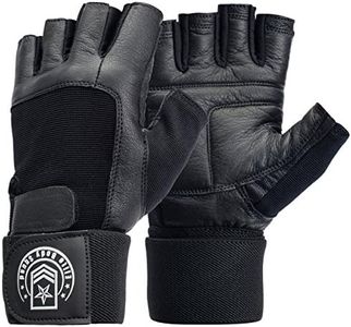 Weight Lifting Gloves - Soft Leather Gym Gloves With Wrist Support + Double Stitched Fingers And Palm - Breatheable Mesh Lycra On Back + Easy Open Finger Tab Size Adjuster, Size M