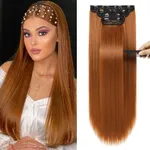 REECHO 20" Straight Long 4 PCS Set Thick Clip in on Hair Extensions Copper Red