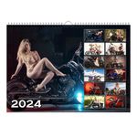 Girls and Bikes, The Sexy 2024 Motorbikes Calendar, Poster Calendar, A4 Spiral Bound Wall Hanging Erotik Calendar.