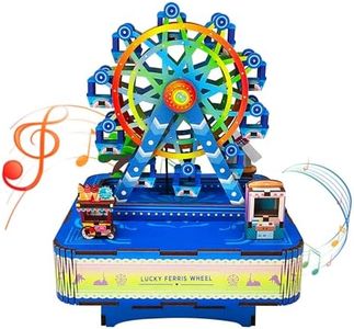 Mievayo 3D Wooden Puzzles Ferris Wheel DIY Rotating Music Box Kit 3D Wooden Jigsaw Puzzle Adult Teen Birthday Gifts and Toys for Kids（Lucky Ferris Wheel Music Box）
