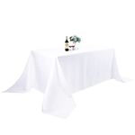 KAPWALL White Table Cloth - 90x132Inch (228x335cm) Polyester Rectangle tablecloth, For 8 Foot Table In Washable Stain and Wrinkle Resistant, christmas tablecloth for Dining, Buffet Parties and Picnic.