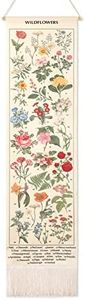 Vintage Floral Vertical Tapestry Wall Hanging Long Narrow Wall Art Fabric Flower Wall Hanging Reference Illustrative Botanical Tassel Tapestry for Home Decor Wild Plant Lovers Gift