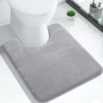 Yimobra Bath Toilet Mat 51 x 61 cm, Non-Slip Memory Foam U-Shaped Contour Rug, Soft Comfortable Bathroom Shower Mats, Super Water Absorption, Machine Wash, Easier to Dry for Bath Floor Rug, Grey