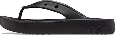 Crocs Women's Classic Platform Flip Flops, Platform Sandals, Black, 8 Women