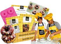 HomeBaker Kids Donut Baking DIY Activity Kit - Bake Yummy Donuts with Organic and Pre-Measured Ingredients - Voted Best Gift Idea for Girls and Boys Ages 5-12 - With Free Donut Mould, Hat and Apron