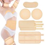 6 PCS Castor Oil Wrap Pack Kit - Reusable Castor Oil Packs for Neck Waist Leg Flannel Castor Oil Compress Pads Cotton Castor Oil Patch Anti Oil Leak Adjustable Elastic Strap Castor Oil Wrap(Khaki)