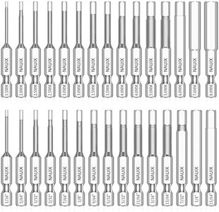 30 Piece Hex Head Allen Wrench Drill Bit Set, 1/4 Inch Hex Shank Metric and SAE S2 Steel Hex Bit Set, Magnetic Tips 50mm Long (SAE+METRIC HEX BITS)