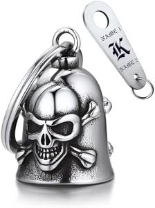 Bandmax Motorcycle Keychain for Biker Stainless Steel Safe Driving Guardian Bells for Motorcycles, 14 Custom Skull Crossbone-steel