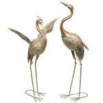 TERESA'S COLLECTIONS Large Garden Ornaments Outdoor for Garden, 2pcs Metal Heron Garden Statues, Standing Heron Deterrant for Ponds, Crane Garden Decorations for Lawn Yard, 38inch