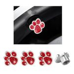 Augeny 4PCS Crystal Paw Tire Valve Caps, Bling Handmade Rhinestone Car Tire Valve Dust Caps with Airtight Seal, Universal Vehicle Tire Rim Valve Stem Covers for Women and Girls (Red)